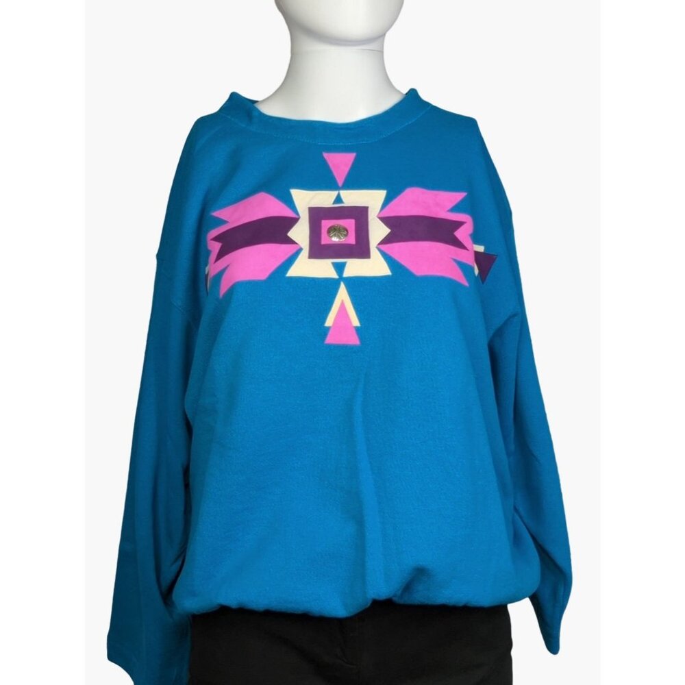 Vintage Sedona Stitchery Womens Large Sweatshirt Suede Tribal Applique
